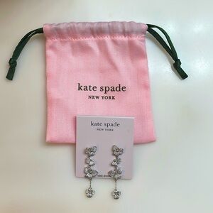 Beautiful Kate Spade New York Silver Pave Flower Dangly Earrings - NWT!